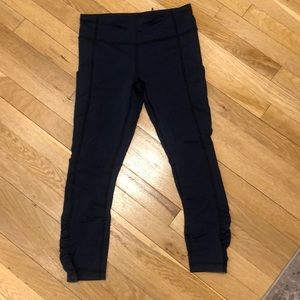 Lulu lemon fast and free crop navy